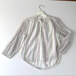 Apiece Apart Women’s Metallic Striped‎ Blouse Size 2 Long Sleeve Cotton
